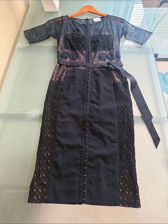 Anthropologie Dresses & Skirts - Beguile by Byron Lars for Anthropologie Navy Lace Cocktail Dress Designer Size S